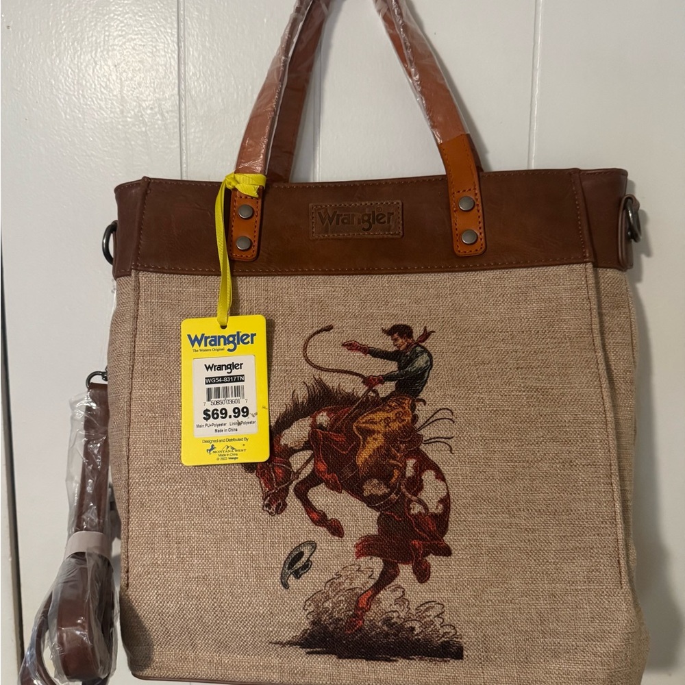 Wrangler Tan and Brown Cowboy Tote Bag